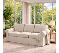 HomeTown Market Housse de canapé résistante de Remplacement Compatible for IKEA Ektorp Housse de canapé Slipcover Uniquement. Canapé Non Inclus. (Polyester 3 Places Beige)