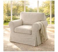 HomeTown Market Housse de canapé résistante de Remplacement Compatible for IKEA Ektorp Housse de canapé Slipcover Uniquement. Canapé Non Inclus. (Fauteuil Polyester Beige)