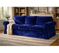 HomeTown Market Housse de canapé résistante de Remplacement Compatible for IKEA Ektorp Housse de canapé Slipcover Uniquement. Canapé Non Inclus. (Velours Bleue 3 Siege)