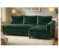 HomeTown Market Housse de Rechange Durable pour canapé Friheten Housse sectionnelle d'angle pour canapé-lit Compatible with IKEA Friheten. Housses de canapé Uniquement (Vert Velours Gauche Longue)