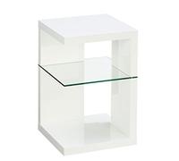 HomeTrends4You - Domingo - Table d'appoint, Blanc Brillant, 40x40x60cm
