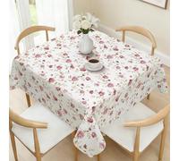 hometrixx Nappe Carré Anti Tache Fleur Rose Floral Nappe de Table Lavable Imperméable Lavable en Machine Polyester pour Salle à Manger Jardin fête Mariage ou Maisonr,140x140cm