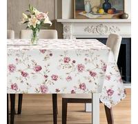 hometrixx Nappe Rectangulaire Anti Tache Fleur Rose Floral Nappe de Table Lavable Imperméable Lavable en Machine Polyester pour Salle à Manger Jardin fête Mariage ou Maisonr,152x304cm