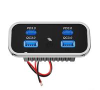 HomeVortex Adaptateur USB 4 ports pour chargeur de voiture avec PD3.0 et QC3.0, 12-24 V double USB adaptateur de charge rapide pour camping-car, moto, bateau, pour VTT, UTV, remorque, noir