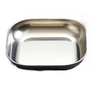 HomeVortex Assiette à goûter carrée en acier inoxydable - 18 x 18 cm - Plat de service argenté pour collations, fruits, apéritifs ou plats d'accompagnement, design empilable avec finition mate