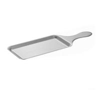 HomeVortex Assiettes rectangulaires dorées en acier inoxydable avec poignées pour fêtes, mariages, barbecues, buffets, présentoirs de nourriture 30 x 10 cm (30 cm, argent)