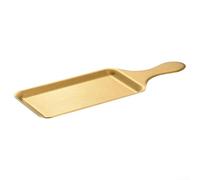 HomeVortex Assiettes rectangulaires dorées en acier inoxydable avec poignées pour fêtes, mariages, barbecues, buffets, présentoirs de nourriture 30 x 10 cm (30 cm, doré)