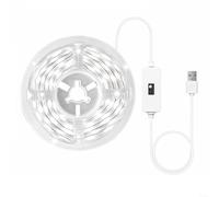 HomeVortex Bande lumineuse LED USB de 300 cm avec détecteur de mouvement PIR, intensité variable, 180 LED, ruban flexible pour armoire, placard, escaliers, chevet, mode jour/nuit, blanc/blanc chaud