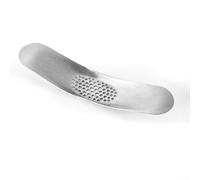 HomeVortex Bascule à ail en acier inoxydable, hachoir et décapsuleur 2 en 1, poignée ergonomique pour écraser facilement, gadget de cuisine résistant à la rouille, argenté, 19 x 3,9 cm