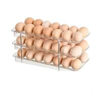 HomeVortex Boîte de rangement à œufs transparente avec mécanisme de roulement automatique empilable pour réfrigérateur - Plateau distributeur à une couche pour le rangement de la cuisine (3 niveaux)