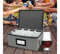 HomeVortex Boîte de rangement en verre avec 12 compartiments et poignées, empilable, résistante à la poussière, boîte de rangement pour verres à vin avec couvercle pour la cuisine ou la maison (1)