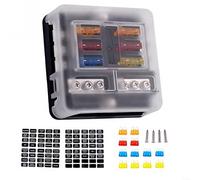 HomeVortex Boîte porte-fusibles à 6 voies 12 V-32 V avec indicateur LED rouge, bloc de fusibles automobiles PBT ignifuge pour voiture, camping-car, bateau, borne négative positive, 6 emplacements