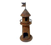 HomeVortex Bougeoir en forme de phare rustique, 29,6 cm, château de fer pour décoration côtière, décoration de pelouse extérieure unique et centre de table romantique