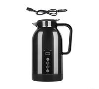 HomeVortex Bouilloire d'eau chaude pour véhicule 1200 ml en acier inoxydable SUS304 Double tension 12 V 24 V Chauffage rapide Arrêt automatique Portable Noir Voyage Noir