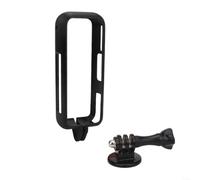 HomeVortex Cadre de protection étendu en silicone pour caméra panoramique Insta360 X4 Air, support horizontal et vertical, connecteur à deux broches et adaptateur optionnel 6,35 mm (noir vertical)