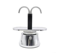 HomeVortex Cafetière à moka en acier inoxydable, 2 tasses, 100 ml, double tête, pour l'infusion des expresso sur cuisinière, argent