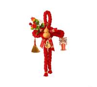 HomeVortex Carillon éolien en nœud chinois fait à la main, corde de coton, pour le Nouvel An, festival du printemps, décoration murale traditionnelle, rouge écarlate, 18 x 38 cm (P)
