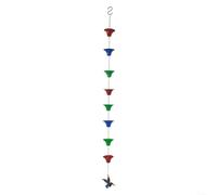 HomeVortex Chaîne de pluie créative pour panier de fleurs, 142 cm, séparateur d'eau en métal, pour décoration de jardin, drainage efficace de gouttière, avec son carillon, rouge, bleu, vert
