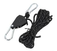 HomeVortex Corde de tente réglable de 4 m avec poulie et mousqueton, tendeur de corde de camping en acier inoxydable pour tentes, auvents, auvents, sacs à dos (noir)