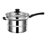HomeVortex Cuiseur vapeur en acier inoxydable avec poignée pliable, base à 3 couches pour une chaleur uniforme, cuisinière multifonction pour gaz et induction, 40 x 22 x 26,5 cm