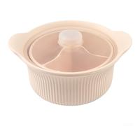 HomeVortex Cuiseur vapeur en silicone avec couvercle, passe au micro-ondes et à la friteuse à air, base antidérapante, passe au lave-vaisselle, ustensile de cuisine pour légumes, beige (beige, taille