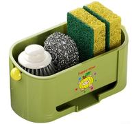HomeVortex Égouttoir de cuisine pliable avec porte-éponge, pour organisateur d'évier, crème, vert raisin, violet, 19,5 x 8,6 x 8,8 cm, égouttoir à vaisselle en plastique, sans assemblage (vert frais)
