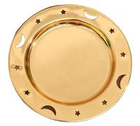 HomeVortex Élégant plateau de service en métal doré de 15,2 cm, plaque en fer gaufré pour fruits, desserts et collations, plat au design européen pour comptoir de cuisine et table à manger