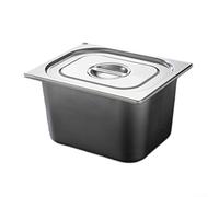 HomeVortex Ensemble de récipients gastronormes en acier inoxydable avec couvercles, bol à légumes rectangulaire empilable pour mariner, service de rangement, résistant à la rouille, passe au
