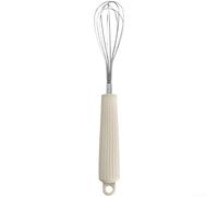 HomeVortex Ensemble d'ustensiles de cuisine en acier inoxydable avec poignées en silicone - Batteur à œufs, presse-purée, passoire et tamis à farine - Pour la pâtisserie et la cuisine - Blanc (B)