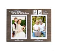 HomeVortex For Then & Now Anniversary Cadre photo en bois pour double affichage de 10,2 x 15,2 cm pour 1 à 99 ans, décoration murale ou de table avec citation d'amour, marron foncé, 30 x 22 cm