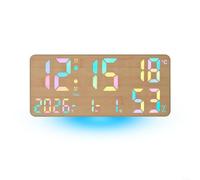 HomeVortex Grande horloge murale numérique créative, affichage LED changeant de couleur, avec heure, température, date, humidité, réveil à double usage de bureau ou mural, pour décoration de bureau à