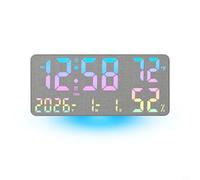 HomeVortex Grande horloge murale numérique créative, affichage LED changeant de couleur, avec heure, température, date, humidité, réveil à double usage de bureau ou mural, pour décoration de bureau à