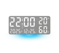 HomeVortex Grande horloge murale numérique créative, affichage LED changeant de couleur, avec heure, température, date, humidité, réveil à double usage de bureau ou mural, pour décoration de bureau à