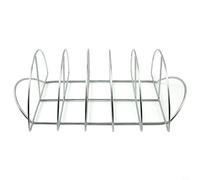 HomeVortex Grille de barbecue semi-ronde en acier inoxydable antiadhésive pour steak et poulet, accessoire de cuisson peu encombrant, argenté, 38,5 x 25 x 12 cm