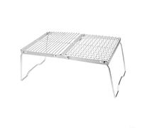 HomeVortex Grille de camping pliable portable en acier inoxydable pour barbecue, randonnée, pique-nique, plage, cuisson au feu