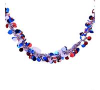 HomeVortex Guirlande métallique à suspendre - 2 m - Rouge, blanc, bleu - Décoration scintillante pour intérieur ou extérieur - Porte murale ou fenêtre (B)