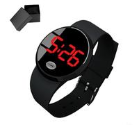 HomeVortex Horloge électronique LED pour voiture avec activation tactile - Grand écran - Affichage lumineux - Pour intérieur et tableau de bord (noir rouge)