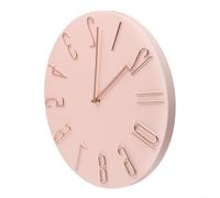 HomeVortex Horloge murale minimaliste de 30,5 cm, grands chiffres 3D analogique, quartz silencieux, sans tic-tac, en bois jaune pour cadran avec aiguilles en aluminium pour salon, chambre à coucher
