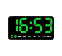 HomeVortex Horloge numérique LED avec affichage de la température, réveil mural avec affichage de la date et de l'heure, format 12/24 heures, 3 réglages de luminosité, alimentation USB (vert)