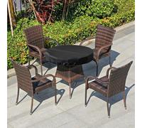 HomeVortex Housse de table ronde d'extérieur en tissu Oxford 600D, imperméable, résistante aux UV et très résistante avec sangles réglables pour table de jardin (121,9 x 10,16 cm)