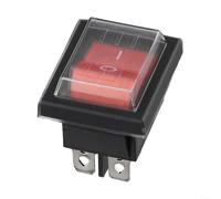 HomeVortex Interrupteur à bascule 2 pôles avec couvercle étanche et voyant lumineux, borne à 4 broches, 16 A 250 V, et boîtier en plastique rouge, capuchon résistant aux intempéries