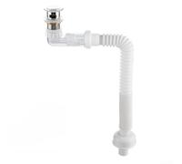 HomeVortex Kit de bonde d'évier avec siphon anti-obstruction, tuyau de vidange pop-up en laiton et acier inoxydable, pour salle de bain et cuisine, design transparent, blanc, 80 x 60 x 210 mm