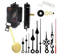 HomeVortex Kit de mouvement d'horloge avec 3 aiguilles et matériel de montage, mécanisme de marche pour panneaux de 4 à 8 mm, longueur maximale du pendule 35 cm, pour réparation d'horloge murale ou