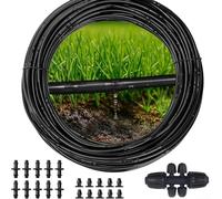 HomeVortex Kit d'irrigation goutte à goutte de 30,5 m, tube en PVC de 6,35 mm avec 22 émetteurs, système d'arrosage de jardin résistant aux UV pour plantes, parterres de fleurs, serre et ferme