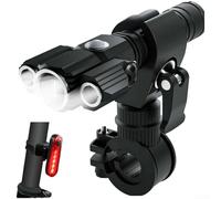 HomeVortex Lampe de vélo rechargeable par USB avec 3 LED pour phare et feu arrière, faisceau puissant de 500 lumens, pour vélo de nuit, montage flexible, pour route et montagne (D)