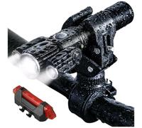 HomeVortex Lampe de vélo rechargeable par USB avec 3 LED pour phare et feu arrière, faisceau puissant de 500 lumens, pour vélo de nuit, montage flexible, pour route et montagne (C)