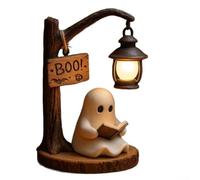 HomeVortex Lampe Nuit Halloween Livre Résine 15cm LED Chaude
