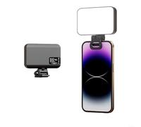 HomeVortex Lampe vidéo LED à clipser, avec batterie de 2000 mAh, 3 modes de couleur 3000 K-6500 K, 10 niveaux de luminosité pour téléphone portable, lumière de remplissage portable pour vlogging et