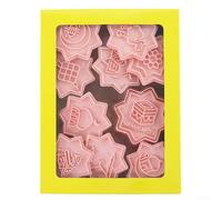 HomeVortex Lot de 10 emporte-pièces réutilisables en polypropylène avec lanterne, camel, étoile, lune pour le Ramadan, festival, pâtisserie, gelée, rose