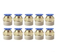 HomeVortex Lot de 10 raccords de tuyau à connexion rapide PC12-04, connecteur fileté de 1,27 cm pour tube en nylon PU de 12 mm, raccord à emboîter sans fuite avec acier inoxydable (bleu PC12-04)